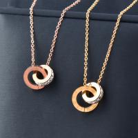 Titanium Steel Necklace, with 5cm extender chain, Donut, Vacuum Ion Plating, fashion jewelry & for woman & with rhinestone, more colors for choice, 14mm, Length:Approx 40 cm, Sold By PC