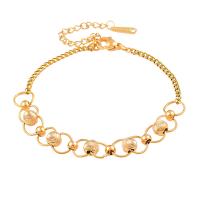 Bijoux bracelet en acier inoxydable, acier inoxydable 316L, avec 5cm chaînes de rallonge, bijoux de mode & pour femme, doré, 8mm, Longueur:Environ 16 cm, Vendu par PC
