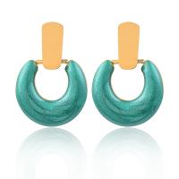 Stainless Steel Drop Earring, 316L Stainless Steel, Donut, Vacuum Ion Plating, fashion jewelry & for woman & enamel, more colors for choice, 27mm, Sold By Pair