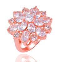 Cubic Zirconia Micro Pave Brass Ring Flower plated fashion jewelry & micro pave cubic zirconia & for woman nickel lead & cadmium free Sold By PC