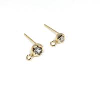 Brass Earring Stud Component high quality plated DIY & micro pave cubic zirconia nickel lead & cadmium free Sold By Pair