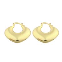 Laiton Leverback boucle d'oreille, Placage de couleur d'or, bijoux de mode & pour femme, protéger l'environnement, sans nickel, plomb et cadmium, 29x30x7mm, Vendu par paire