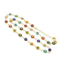 Fashion Jewelry Anklet, Brass, gold color plated, for woman & enamel, nickel, lead & cadmium free, 235x7x4mm, Length:Approx 235 mm, Sold By PC