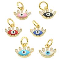 Evil Eye Pendants, Brass, gold color plated, DIY & for woman & enamel, more colors for choice, nickel, lead & cadmium free, 9x10x3mm, Hole:Approx 4mm, Sold By PC