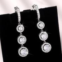 Messing Huggie Hoop Earring, mode sieraden & micro pave zirconia & voor vrouw, nikkel, lood en cadmium vrij, 50mm, Verkocht door pair