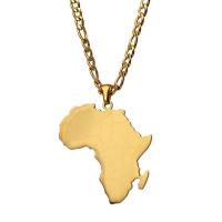 Titanium Steel Necklace, Map, 18K gold plated, fashion jewelry & for woman, golden, Length:Approx 17.72 Inch, Sold By PC