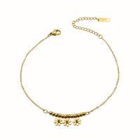 Stainless Steel Anklet 304 Stainless Steel with 1.97inch extender chain Daisy 18K gold plated fashion jewelry & for woman golden Sold Per Approx 8.27 Inch Strand