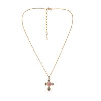 Cubic Zircon Micro Pave Brass Necklace with 2.36inch extender chain Cross gold color plated fashion jewelry & micro pave cubic zirconia & for woman golden nickel lead & cadmium free Sold Per Approx 14.96 Inch Strand