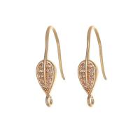 Brass Hook Earwire, gold color plated, DIY & different styles for choice & micro pave cubic zirconia, golden, nickel, lead & cadmium free, Sold By Pair