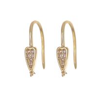 Brass Hook Earwire, gold color plated, DIY & different styles for choice & micro pave cubic zirconia, nickel, lead & cadmium free, Sold By Pair