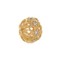 Cubic Zirconia Micro Pave Brass Beads gold color plated & DIY & micro pave cubic zirconia golden nickel lead & cadmium free Sold By PC