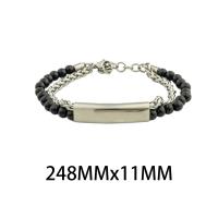 Bijoux bracelet en acier inoxydable, Acier inoxydable 304, avec Des billes de verre, Double couche & bijoux de mode & unisexe, couleurs mélangées, 11x7mm, Longueur:Environ 24.8 cm, Vendu par PC