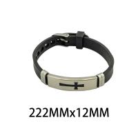 Bijoux bracelet en acier inoxydable, Acier inoxydable 304, avec silicone, bijoux de mode & unisexe, noire, 12x4mm, Longueur:Environ 22.2 cm, Vendu par PC