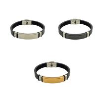 Bijoux bracelet en acier inoxydable, Acier inoxydable 304, avec silicone, bijoux de mode & unisexe, plus de couleurs à choisir, 13x6mm, Longueur Environ 21 cm, Vendu par PC