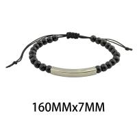 Stainless Steel Jewelry Bracelet, 304 Stainless Steel, with Gemstone, Vacuum Ion Plating, fashion jewelry & Unisex, mixed colors, 7x5mm, Length:Approx 16 cm, Sold By PC