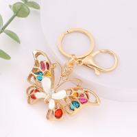 Zinc Alloy Key Clasp Butterfly plated fashion jewelry & enamel & with rhinestone golden nickel lead & cadmium free Sold By PC