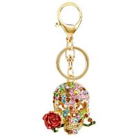 Zinc Alloy Key Clasp Skull plated fashion jewelry & with rhinestone nickel lead & cadmium free Sold By PC