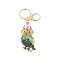 Tibetan Style Key Clasp, Owl, plated, fashion jewelry & with rhinestone, more colors for choice, nickel, lead & cadmium free, 60x33x28mm, Sold By PC