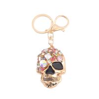 Tibetan Style Key Clasp, Skull, plated, fashion jewelry & with rhinestone, more colors for choice, nickel, lead & cadmium free, 37x60x120mm, Sold By PC