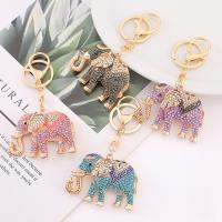 Tibetan Style Key Clasp, Elephant, plated, fashion jewelry & with rhinestone, more colors for choice, nickel, lead & cadmium free, 60x33x28mm, Sold By PC