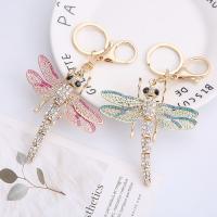 Zinc Alloy Key Clasp Dragonfly plated fashion jewelry & with rhinestone nickel lead & cadmium free Sold By PC