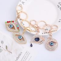 Tibetan Style Key Clasp, Evil Eye, plated, fashion jewelry & different designs for choice & with rhinestone, more colors for choice, nickel, lead & cadmium free, 60x35x80mm, Sold By PC