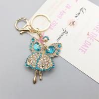 Zinc Alloy Key Clasp with Crystal Girl plated fashion jewelry & with rhinestone nickel lead & cadmium free Sold By PC