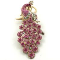 Zinc Alloy Key Clasp Peacock plated fashion jewelry & with rhinestone nickel lead & cadmium free Sold By PC