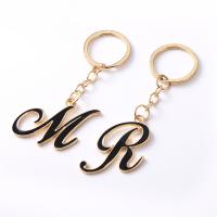 Tibetan Style Key Clasp, Alphabet Letter, plated, fashion jewelry & different designs for choice & with rhinestone, golden, nickel, lead & cadmium free, 27x116mm, Sold By PC