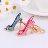 Zinc Alloy Key Clasp Shoes plated fashion jewelry & with rhinestone nickel lead & cadmium free Sold By PC