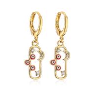 Evil Eye Earrings, Brass, plated, fashion jewelry & enamel & with rhinestone, more colors for choice, nickel, lead & cadmium free, 10x32mm, Sold By PC