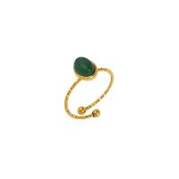 304 Edelstahl Manschette Fingerring, mit Naturstein, 18 K vergoldet, verschiedenen Materialien für die Wahl & einstellbar & für Frau, 7.40x9mm, verkauft von PC