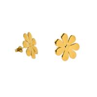 304 Stainless Steel Stud Earring, Flower, 18K gold plated, fashion jewelry & for woman, 18x18mm, Sold By Pair