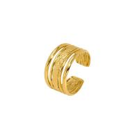 304 Stainless Steel Cuff Finger Ring real gold plated adjustable & for woman & hollow 11.50mm Sold By PC
