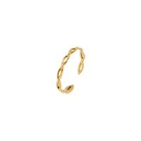 304 Stainless Steel Cuff Finger Ring, Geometrical Pattern, real gold plated, adjustable & for woman & hollow, 2.50mm, Sold By PC