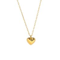 304 Stainless Steel Necklace, with 2inch extender chain, Heart, real gold plated, cross chain & fashion jewelry & for woman, Length:Approx 15.7 Inch, Sold By PC