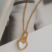 Titanstahl Halskette, mit Verlängerungskettchen von 2.75inch, Herz, vergoldet, seitliche Kette & Modeschmuck & für Frau, Länge:ca. 15 ZollInch, verkauft von PC