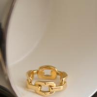 Titanstahl Fingerring, Geometrisches Muster, 18 K vergoldet, verschiedene Größen vorhanden & für Frau & hohl, Größe:6-8, verkauft von PC