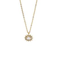 304 Stainless Steel Necklace with 2inch extender chain real gold plated cross chain & micro pave cubic zirconia & for woman Length Approx 15.7 Inch Sold By PC