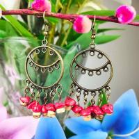 Zinc Alloy Drop Earrings with turquoise antique brass color plated fashion jewelry & for woman nickel lead & cadmium free Sold By Pair