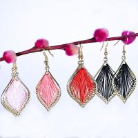 Zinc Alloy Drop Earrings with Golden Threads fashion jewelry & for woman nickel lead & cadmium free Sold By Pair