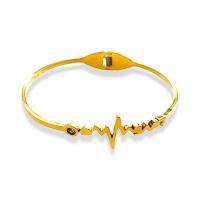Bracelet d'acier titane, Plaqué or 18K, bijoux de mode & pour femme & avec strass, doré, Diamètre intérieur:Environ 50x60mm, Vendu par PC