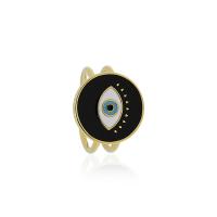 Evil Eye Jewelry Finger Ring, 304 Stainless Steel, Vacuum Ion Plating, fashion jewelry & for woman & epoxy gel, golden, 20.2x16.23mm, Sold By PC