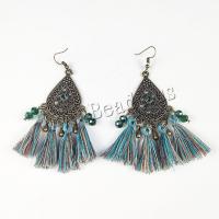 Tibetan Style Drop Earrings, with Crystal, antique brass color plated, fashion jewelry & for woman, nickel, lead & cadmium free, 90x70mm, Sold By Pair