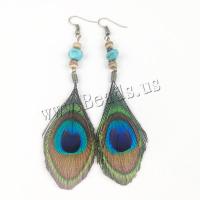 Tibetan Style Drop Earrings, with turquoise, fashion jewelry & for woman, nickel, lead & cadmium free, 100x30mm, Sold By Pair