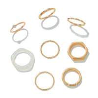 Zinc Alloy Ring Set with Resin gold color plated 8 pieces & fashion jewelry & for woman & enamel & with rhinestone two different colored Sold By Set