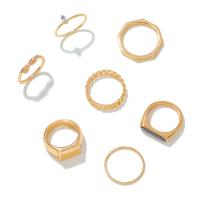 Cink Alloy Ring Set, Cink ötvözet, arany színű aranyozott, 7 darab & divat ékszerek & a nő & zománc & strasszos, két különböző színű, Által értékesített Set