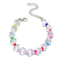 Bracelets résine, avec argile de polymère & alliage de zinc, avec 7cm chaînes de rallonge, poli, bijoux de mode & pour femme, multicolore, Vendu par 16 cm brin