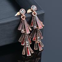 Brass Drop Earring plated fashion jewelry & for woman & enamel & with rhinestone nickel lead & cadmium free 65mm Sold By Pair