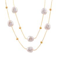 Stainless Steel Jewelry Necklace 316L Stainless Steel with pearl with 5cm extender chain Vacuum Ion Plating Double Layer & fashion jewelry & for woman Length Approx 40 cm Approx 43 cm Sold By PC